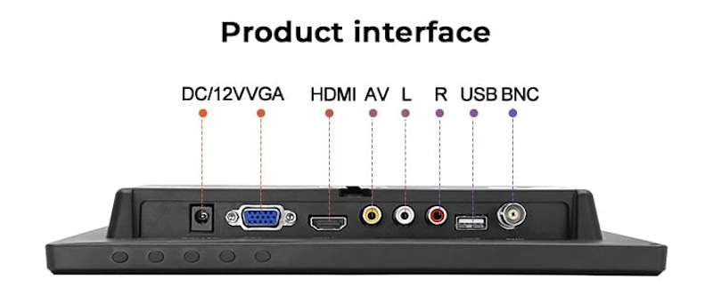 LCD モニター 10 インチ、BNC 付き、カメラ用、BNC セキュリティ カメラ