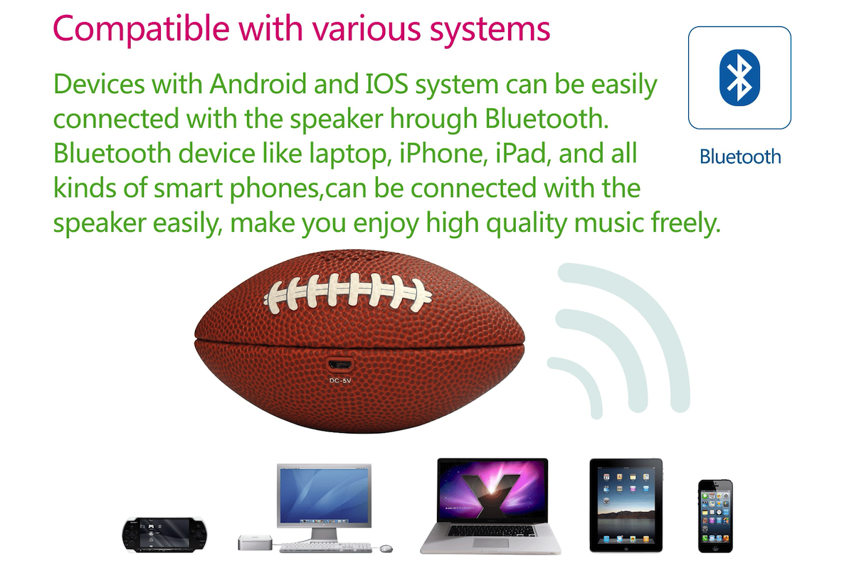 アメリカンフットボールボール 携帯電話から PC まで接続できるポータブル ミニスピーカー